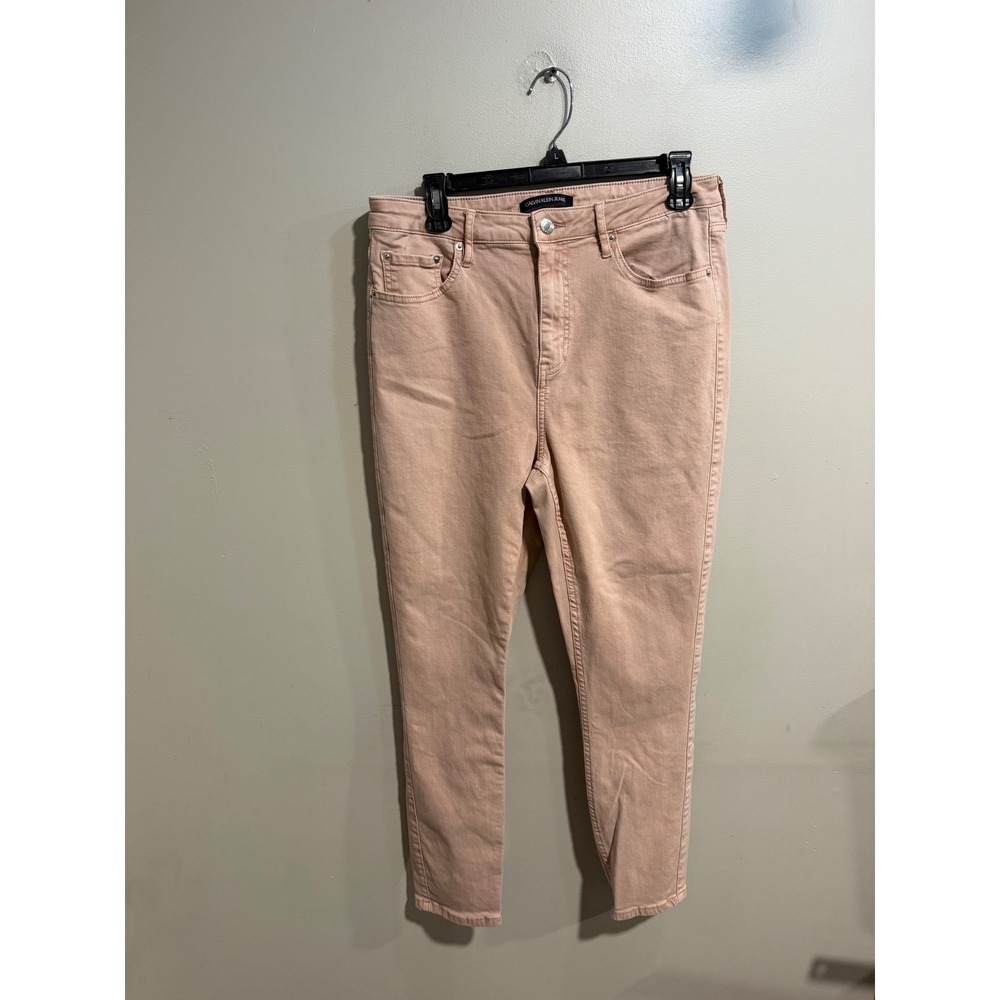 Calvin Klein Jeans Womens Size 14 Peach Pink High Rise Skinny Jeans Denim Pants